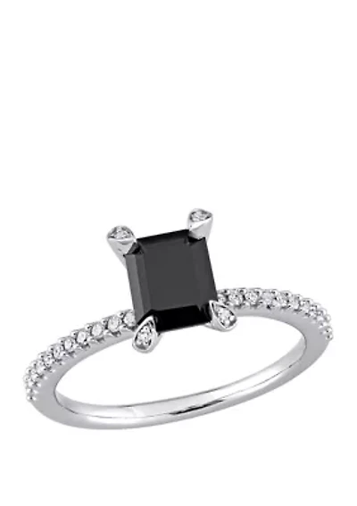 1.1 ct. t.w. Black and White Diamond Engagement Ring 10K Gold