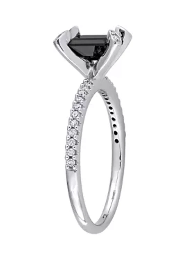 1.1 ct. t.w. Black and White Diamond Engagement Ring 10K Gold