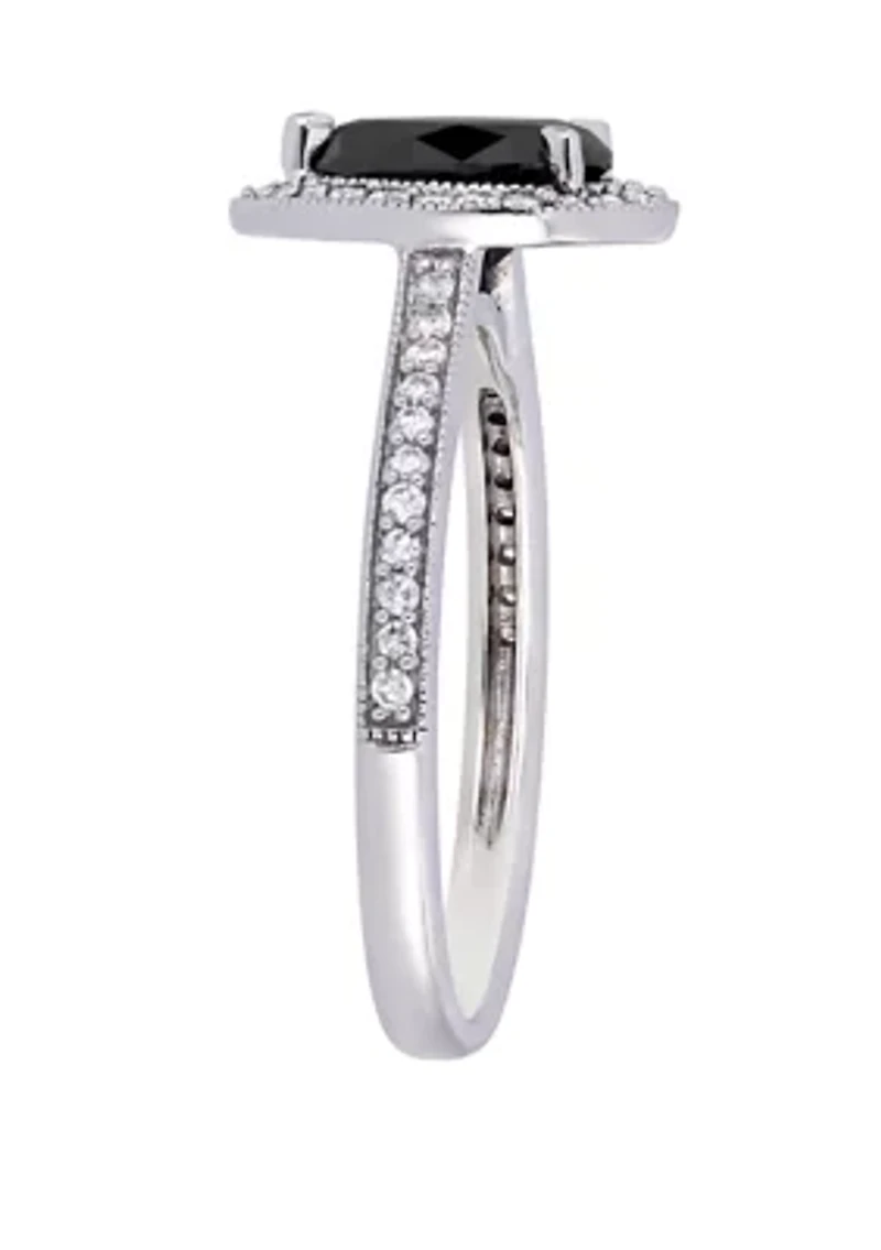 1.2 ct. t.w. Black and White Diamond Teardrop Halo Engagement Ring 10K Gold