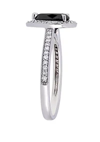 1.2 ct. t.w. Black and White Diamond Teardrop Halo Engagement Ring 10K Gold