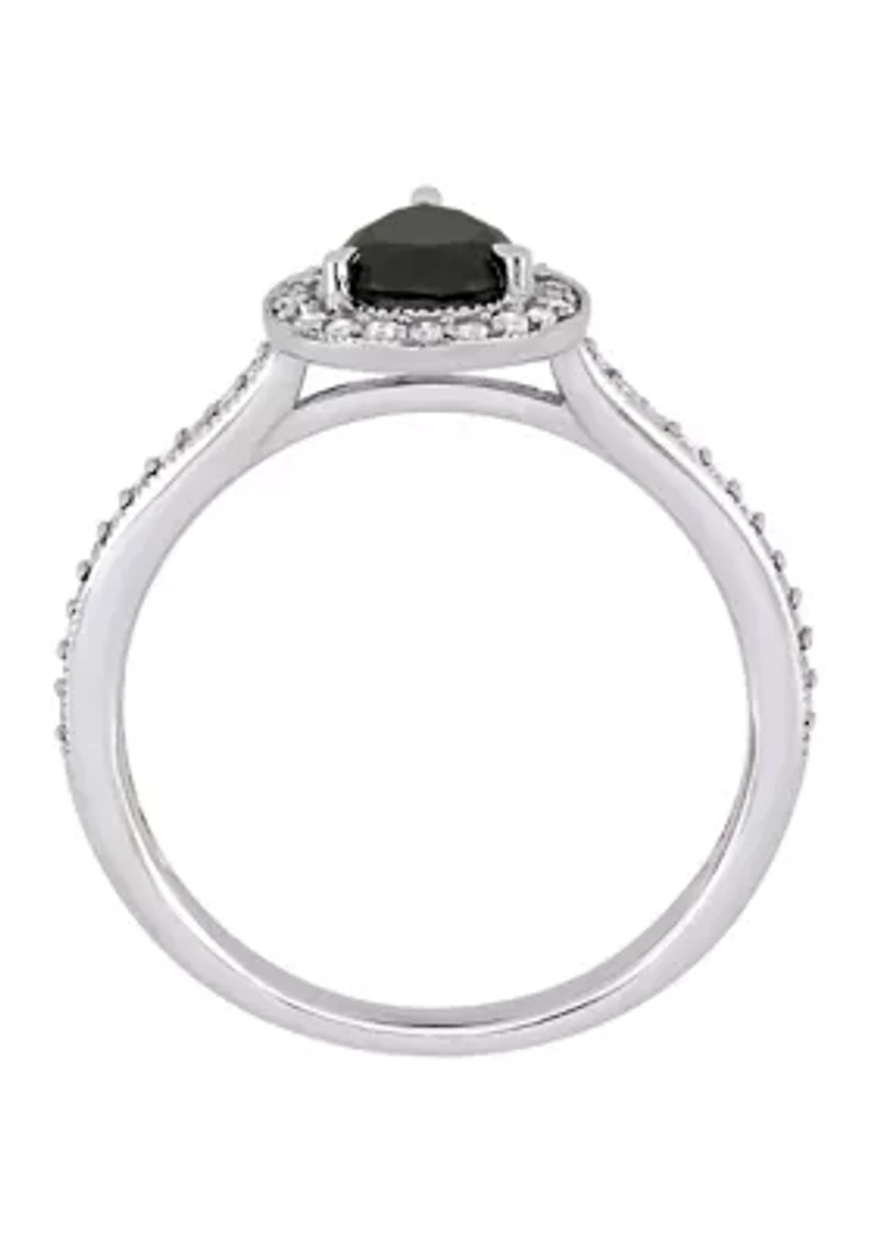1.2 ct. t.w. Black and White Diamond Teardrop Halo Engagement Ring 10K Gold