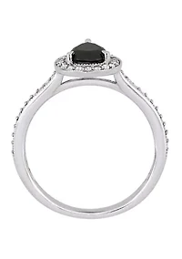 1.2 ct. t.w. Black and White Diamond Teardrop Halo Engagement Ring 10K Gold