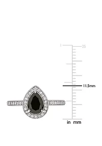 1.2 ct. t.w. Black and White Diamond Teardrop Halo Engagement Ring 10K Gold