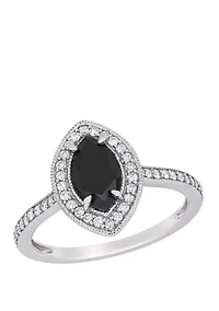 1.25 ct. t.w. Black and White Diamond Marquise Halo Ring 10K Gold