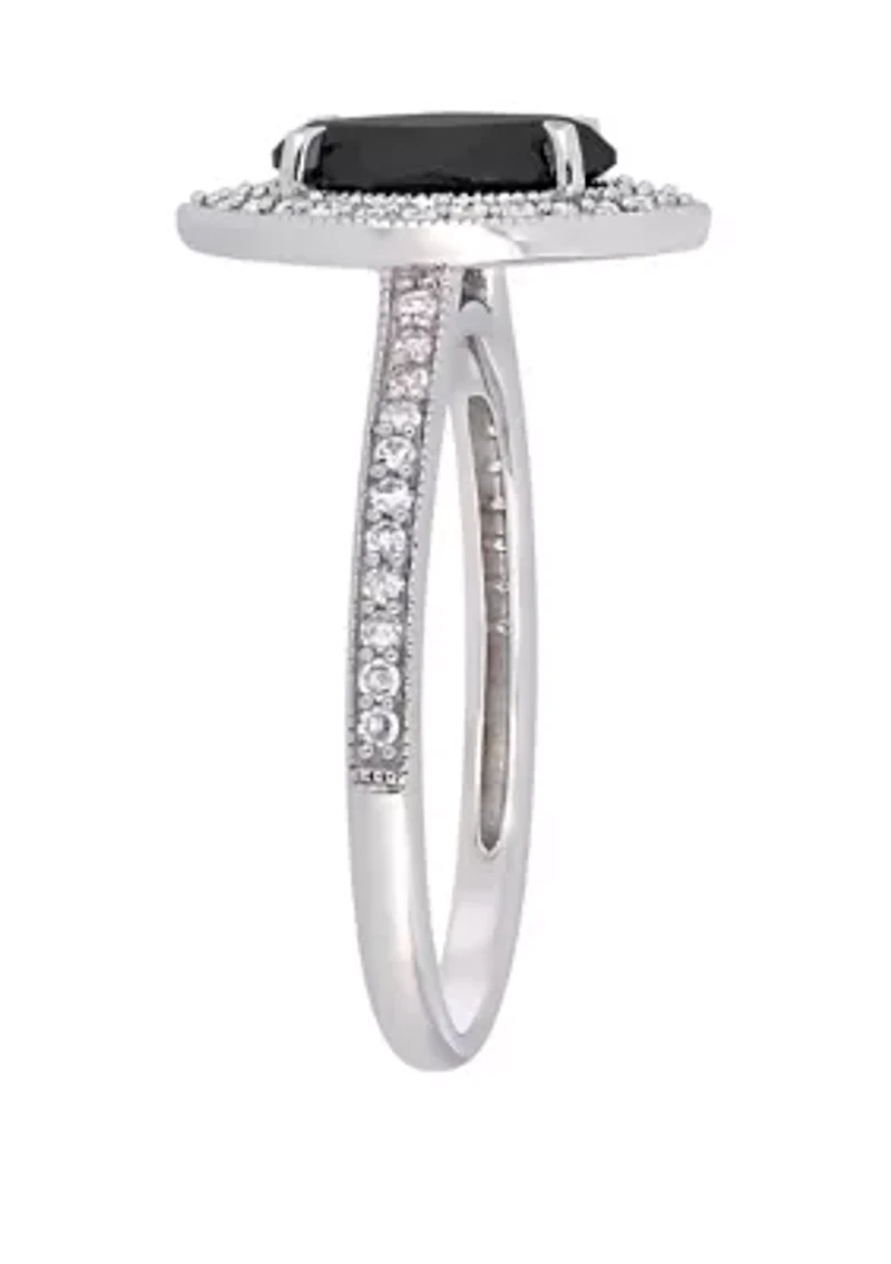1.25 ct. t.w. Black and White Diamond Marquise Halo Ring 10K Gold