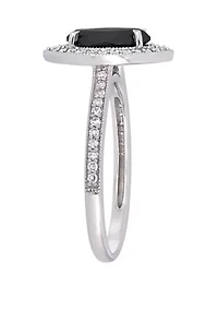 1.25 ct. t.w. Black and White Diamond Marquise Halo Ring 10K Gold
