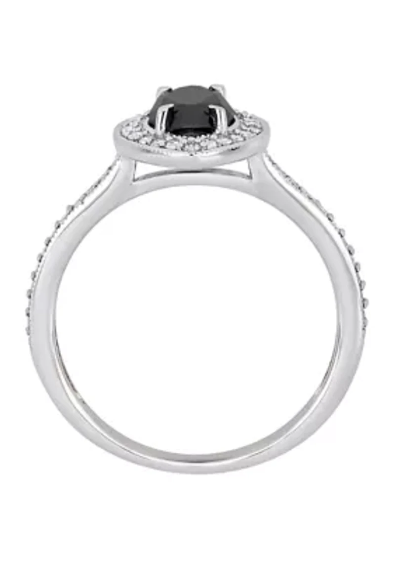 1.25 ct. t.w. Black and White Diamond Marquise Halo Ring 10K Gold