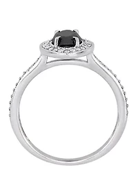 1.25 ct. t.w. Black and White Diamond Marquise Halo Ring 10K Gold