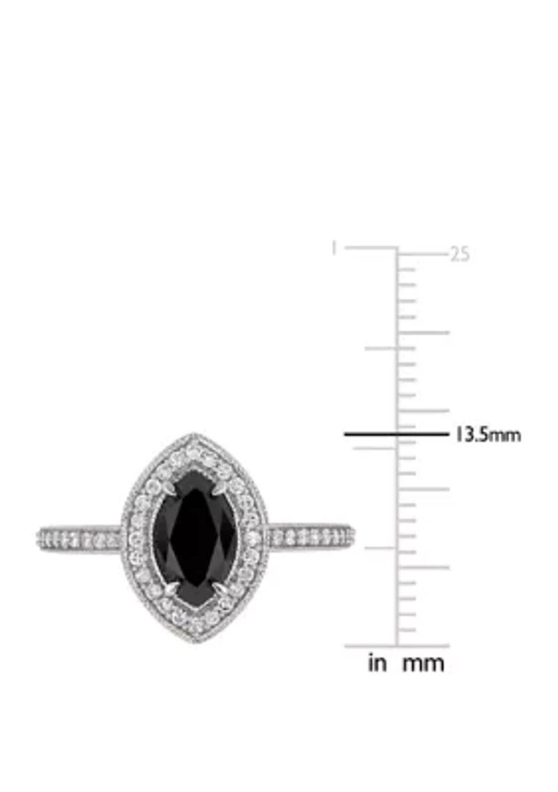 1.25 ct. t.w. Black and White Diamond Marquise Halo Ring 10K Gold