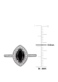 1.25 ct. t.w. Black and White Diamond Marquise Halo Ring 10K Gold