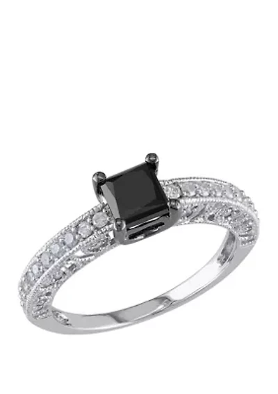 1 ct. t.w. Black and White Diamond Engagement Ring 10K Gold