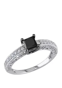 1 ct. t.w. Black and White Diamond Engagement Ring 10K Gold
