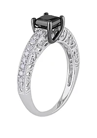 1 ct. t.w. Black and White Diamond Engagement Ring 10K Gold