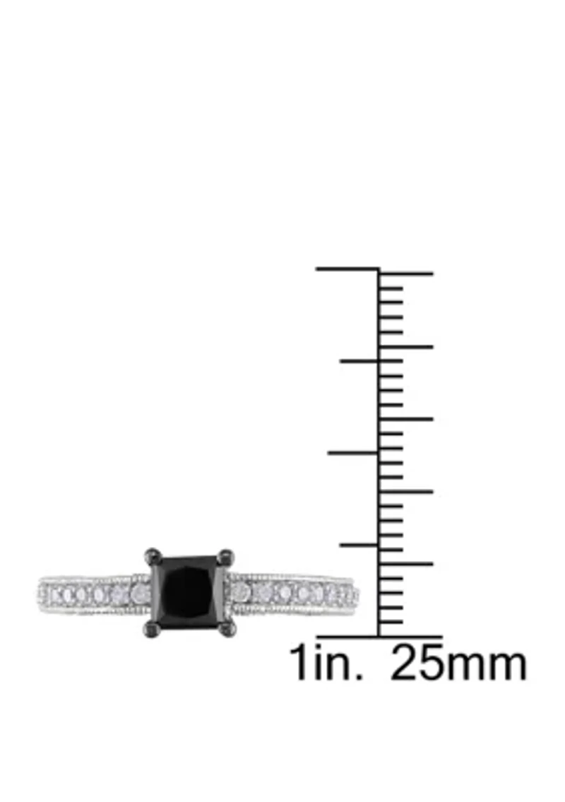 1 ct. t.w. Black and White Diamond Engagement Ring 10K Gold