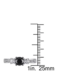 Created Gemstone & Diamond Three Stone Ring 10K Gold