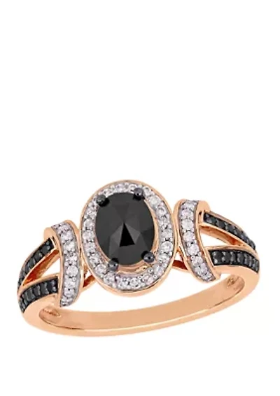 1 ct. t.w. Black and White Diamond Split Shank Ring 10K Rose Gold