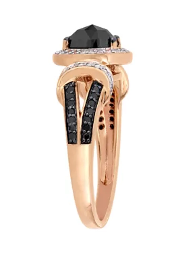 1 ct. t.w. Black and White Diamond Split Shank Ring 10K Rose Gold
