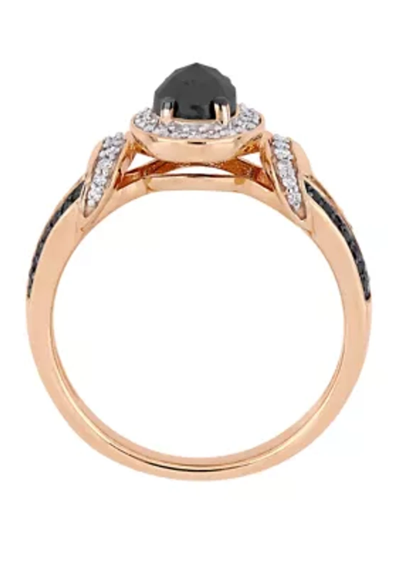 1 ct. t.w. Black and White Diamond Split Shank Ring 10K Rose Gold