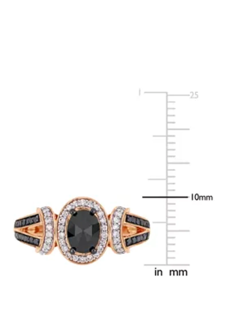 1 ct. t.w. Black and White Diamond Split Shank Ring 10K Rose Gold