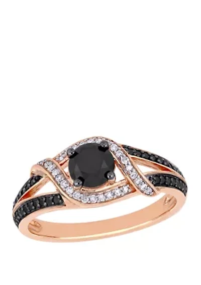 1 ct. t.w. Black and White Diamond Split Shank Engagement Ring 10K Rose Gold