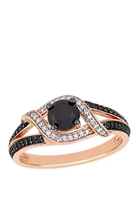 1 ct. t.w. Black and White Diamond Split Shank Engagement Ring 10K Rose Gold