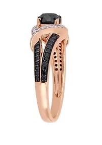 1 ct. t.w. Black and White Diamond Split Shank Engagement Ring 10K Rose Gold