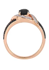1 ct. t.w. Black and White Diamond Split Shank Engagement Ring 10K Rose Gold