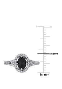 1.2 ct. t.w. Black and White Diamond Oval Halo Engagement Ring 14K Gold