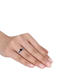 1.1 ct. t.w. Black and White Diamond Halo Engagement Ring 14K Gold