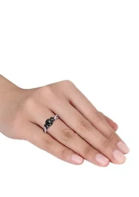 1.4 ct. t.w. Black and White Diamond 3 Stone Crossover Engagement Ring 10K Gold