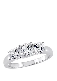 ct. t.w. Lab Created White Sapphire 3 Stone Engagement Ring 10K Gold