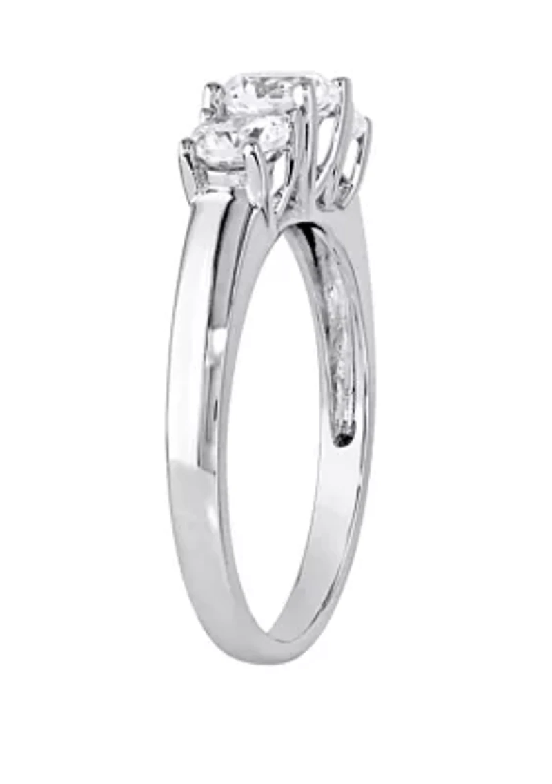ct. t.w. Lab Created White Sapphire 3 Stone Engagement Ring 10K Gold