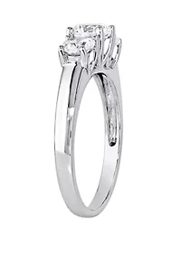 ct. t.w. Lab Created White Sapphire 3 Stone Engagement Ring 10K Gold