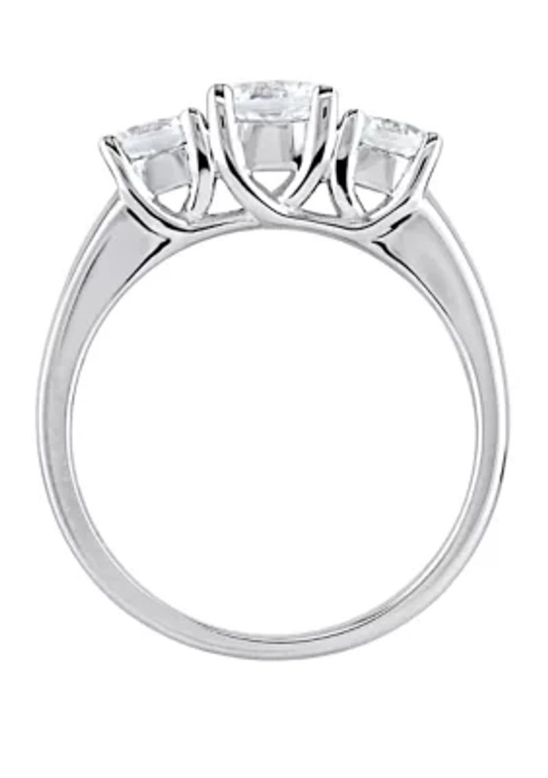 ct. t.w. Lab Created White Sapphire 3 Stone Engagement Ring 10K Gold