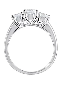 ct. t.w. Lab Created White Sapphire 3 Stone Engagement Ring 10K Gold