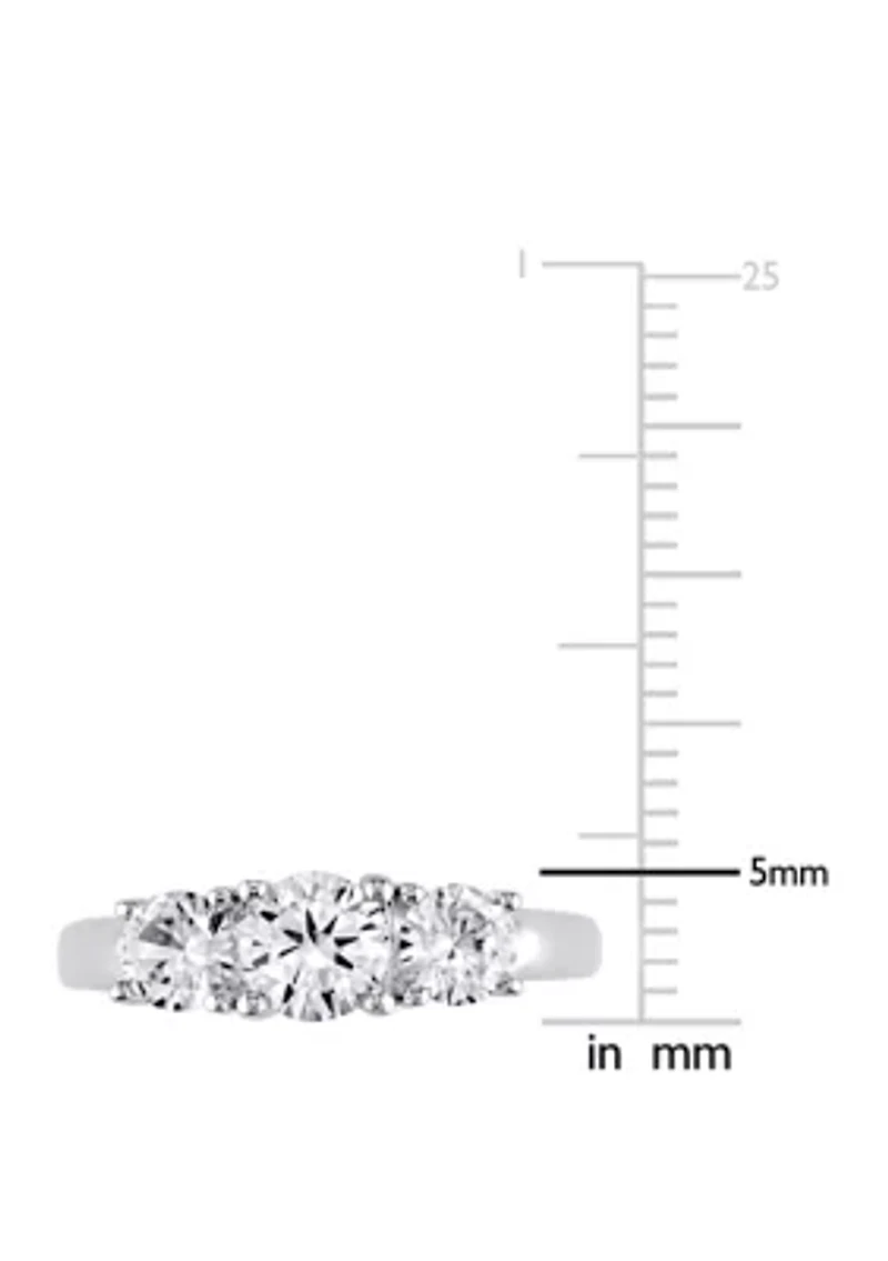 ct. t.w. Lab Created White Sapphire 3 Stone Engagement Ring 10K Gold