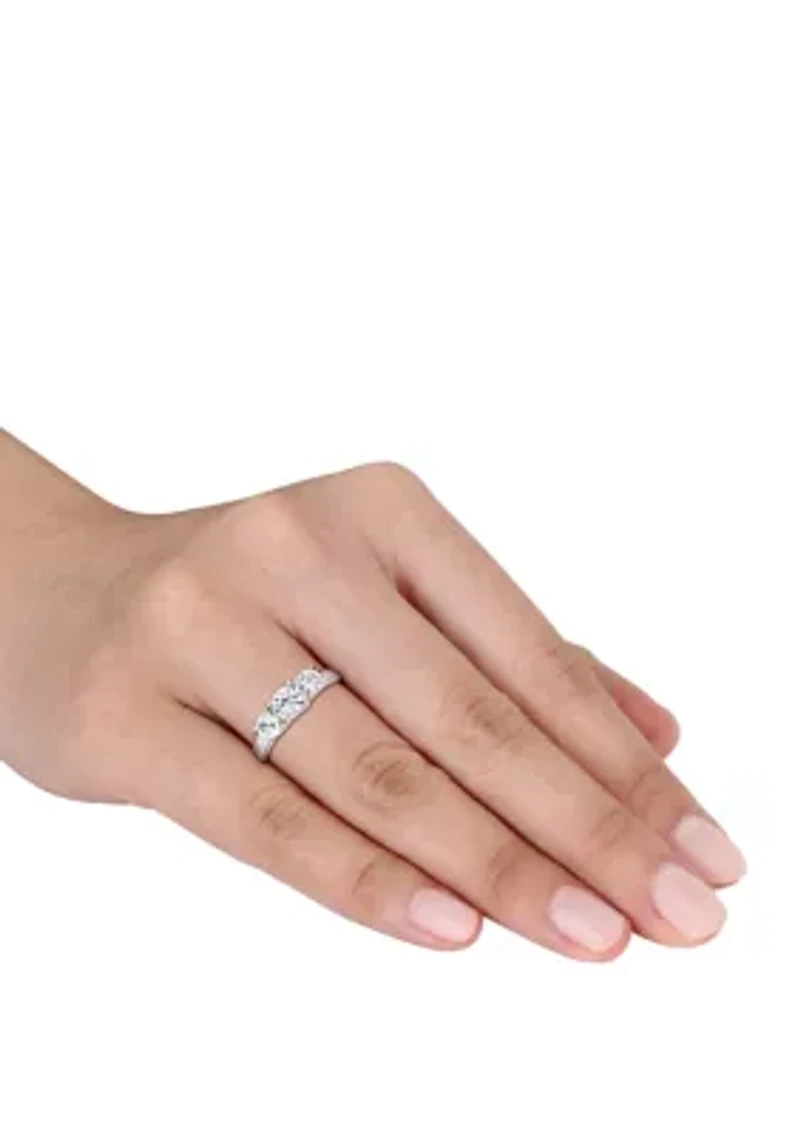 ct. t.w. Lab Created White Sapphire 3 Stone Engagement Ring 10K Gold