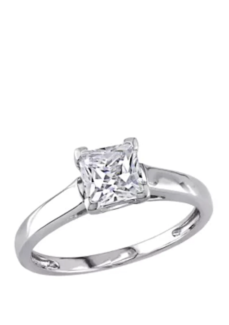 Lab Created White Sapphire Solitaire Engagement Ring 10K Gold