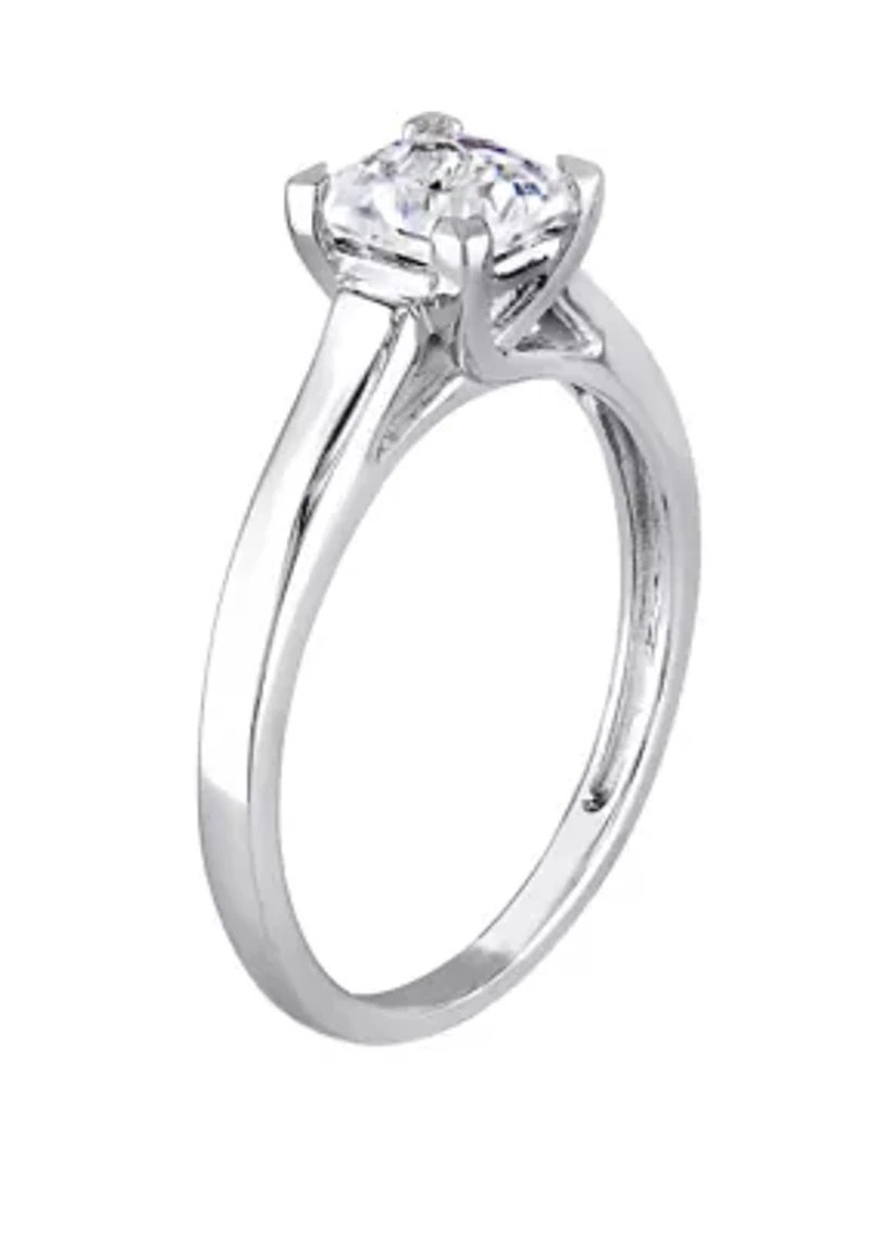 Lab Created White Sapphire Solitaire Engagement Ring 10K Gold