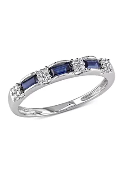 Color Gemstone & Diamond Semi Eternity Ring 10K Gold