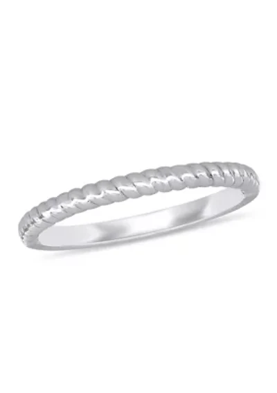 Wedding Band with Twist Design 14K White Gold