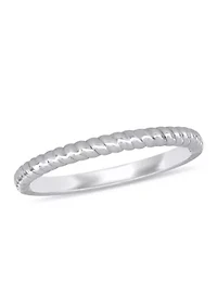 Wedding Band with Twist Design 14K White Gold