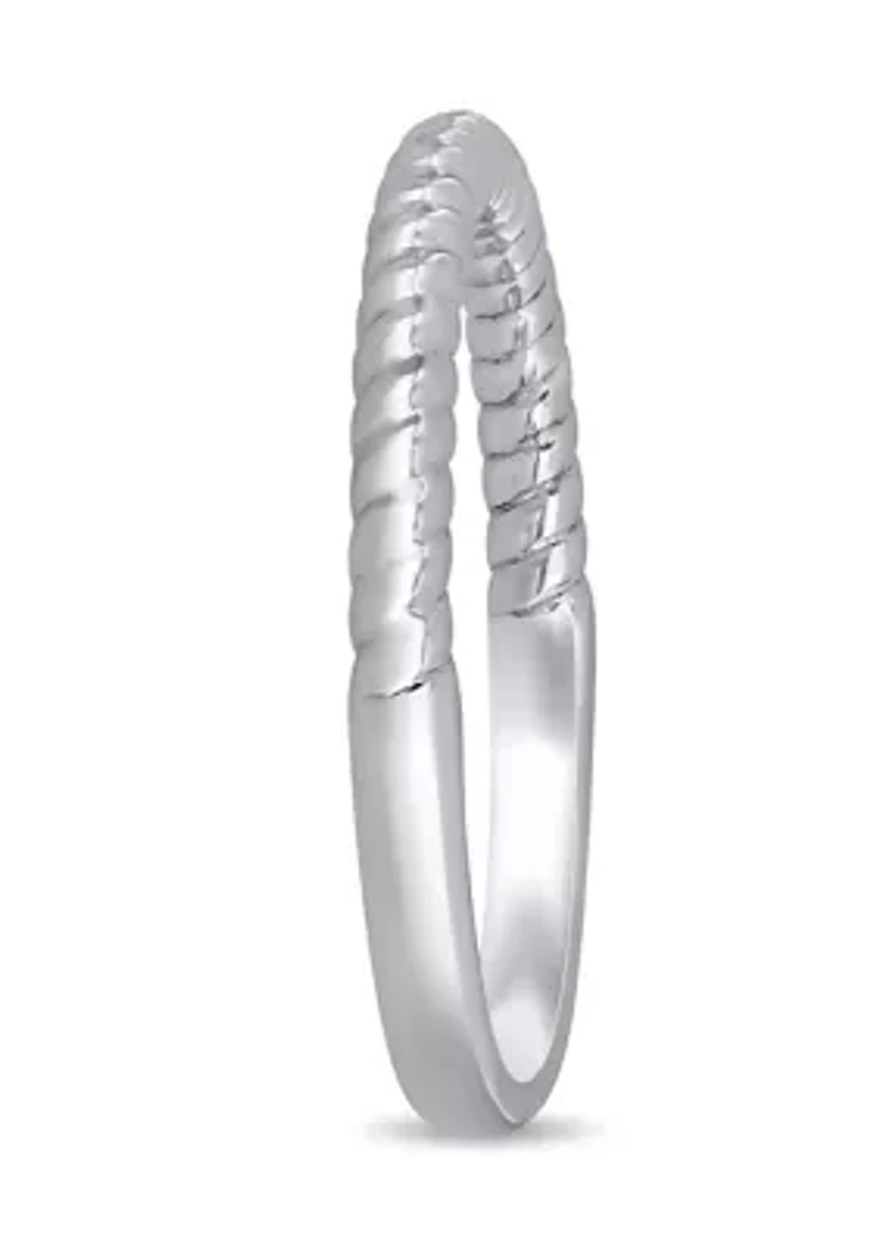 Wedding Band with Twist Design 14K White Gold