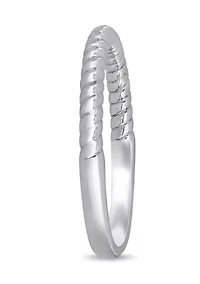 Wedding Band with Twist Design 14K White Gold