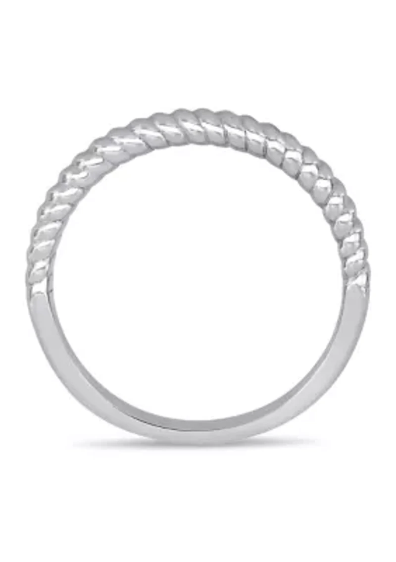 Wedding Band with Twist Design 14K White Gold