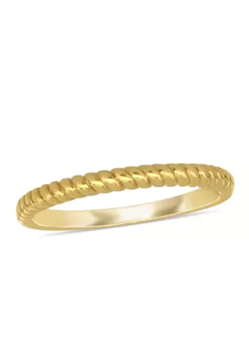 Wedding Band with Twist Design 14K Yellow Gold