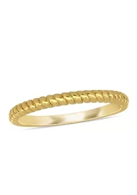 Wedding Band with Twist Design 14K Yellow Gold