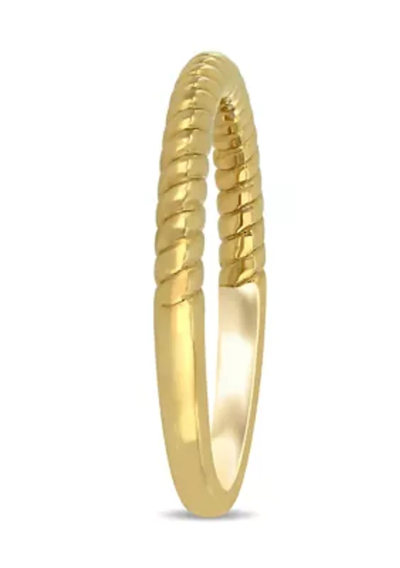 Wedding Band with Twist Design 14K Yellow Gold