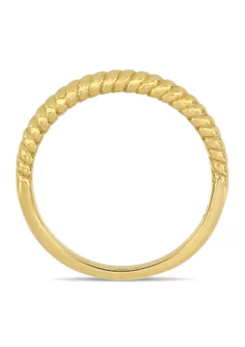 Wedding Band with Twist Design 14K Yellow Gold