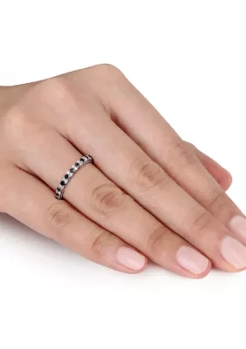 1/2 ct. t.w. Black and White Diamond Anniversary Band Sterling Silver